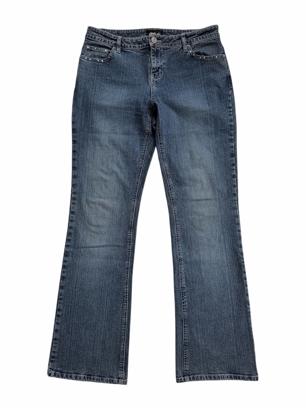Y2K Contrast Bootcut Jeans With Rhinestones